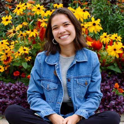 A picture of Sabine Loos, wearing a denim jacket